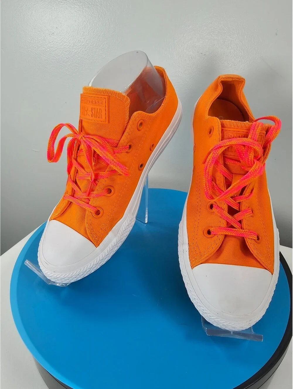 Converse All Star Orange Low Top Sneakers with Pink Laces